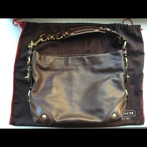 Coach dark brown leather hobo shoulder bag